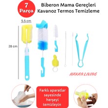Hakan Living 7 Parça Biberon Uzun Kavanoz Termos Suluk Sürahi Yağ Şişe Içi Temizleme Fırçası Aparatı Seti