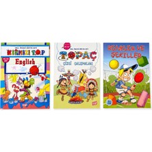 Top Yayıncılık Okul Öncesi Eğitim Seti 3’lü Kitap Seti | Kıpır Kıpır English + Topaç Çizgi Çalışmaları + Renkler ve Şekiller | 48-66 Ay & 5+ Yaş