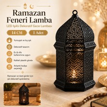 Memania Co Ramazan Dekoratif Fener Lamba – LED Işıklı (14 Cm) Arap Modeli