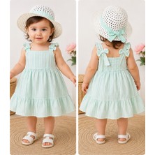 Lina Baby Bloomm Yazlık Kız Bebek Mint Yeşili Askılı Elbise Şapkalı Takım