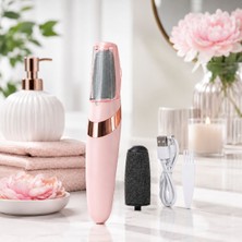 Welcomein Şarjlı Ayak Törpüsü Elektrikli Topuk Bakım Cihazı USB Şarjlı Nasır ve Ölü Deri Temizleyici Pembe