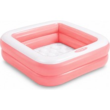 Welcomein Şişme Taban Mini Kare Havuz 86X86X25 cm Mavi/pembe Çocuk Bebek Oyun Havuzu