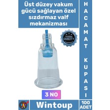 Wintoup #hacamat Vakumlu Hijyenik Tıbbi Kalite Şeffaf Tek Kullanımlık Sert 3 Numara Hacamat Kupası 100 Adet