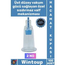 Wintoup #hacamat Vakumlu Hijyenik Tıbbi Kalite Şeffaf Tek Kullanımlık Sert 2 Numara Hacamat Kupası 100 Adet
