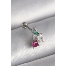 GV Home Mey Ithalat® 316L Çelik Gümüş Renk Zirkon Taşlı Tragus Piercing