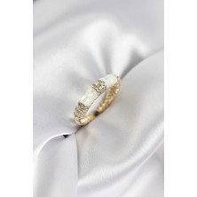GV Home Mey Ithalat® Zirkon Taşlı Kemik Model Gold Renk Kadın Yüzük