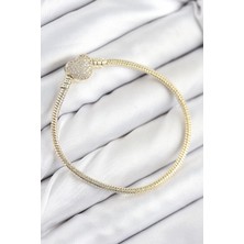 GV Home Mey Ithalat® Pirinç Charm Zirkon Taşlı Kalp Model Gold Renk Kadın Bileklik