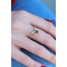 GV Home Mey Ithalat® Gold Renk Kiraz Model Zirkon Taşlı Kadın Yüzük