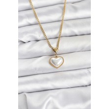 GV Home Mey Ithalat® 316L Çelik Zincir Gold Renk Bombeli Kalp Model Kadın Kolye