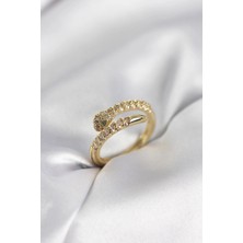 GV Home Mey Ithalat® Yılan Model Gold Renk Zirkon Taşlı Kadın Yüzük