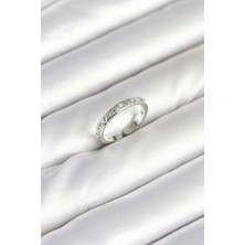 GV Home Mey Ithalat® Pirinç Gümüş Renk Zirkon Taşlı Kadın Yüzük