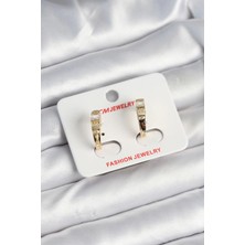 GV Home Mey Ithalat® Pirinç Gold Renk Zirkon Taşlı Vintage Kadın Küpe