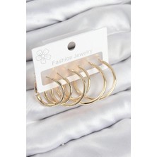 GV Home Mey Ithalat® Pirinç Halka Model Gold Renk Kadın Set Küpe