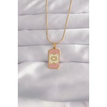GV Home Mey Ithalat® 316L Çelik Gold Renk Karışık Mineli Ay Figür Tarot Kolye
