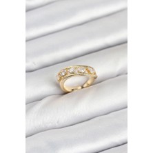 GV Home Mey Ithalat® Pirinç Gold Renk Zirkon Taşlı Kadın Yüzük
