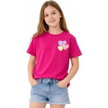 Difa Kids Kız Çocuk Basic Tişört Kısa Kollu Bisiklet Yaka