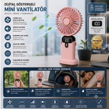 Segy Home Dijital Göstergeli Mini Vantilatör, Şarjlı Masaüstü Vantilatör, Taşınabilir 12000 Rpm El Fanı, Ergonomik Tasarım, Kademeli ve Sessiz Çalışma, Soğutucu Mini El Fanı, El Tipi ve Masaüstü Kullanım