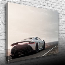 İşsevenler Beyaz Spor Araba Fotoğrafı Kanvas Tablo 50 x 70