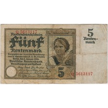 Banknoting Almanya 5 Rentenmark 1926 Çok Temiz(-)