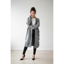 Des Concept Kadın Püsküllü Uzun Oversize Triko Hırka