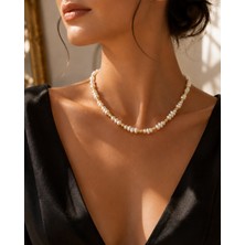 Adata Jewelry Barok Inci Dorika Çelik Kısa Kadın Kolye Gold Renk