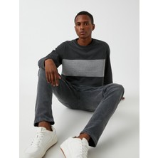 Koton Bisiklet Yaka Sweatshirt Dokulu Şardonlu