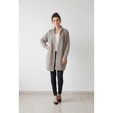 Des Concept Kadın Hakim Yaka Düğmeli Uzun Oversize Hırka