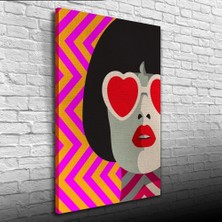 İşsevenler Kırmızı Gözlüklü Kadın Kanvas Tablo 50 x 70