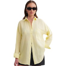 Thiff Gymwear Kadın Oversize Basic Cepli Müslin Gömlek