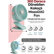 Segy Home Masaüstü Vantilatör Şarjlı Vantilatör Klipsli Vantilatör 360 Derece Dönebilen Portatif Fan Klima Vantilatör Soğutucu Kıskaçlı Fan