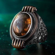 Modasilvers 925 Ayar Gümüş Doğal Labradorit Taşlı Erkek Yüzük