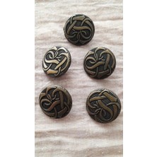 ILCARE Antık Sarı Metal Düğme 23 mm 5 Adet