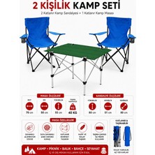 Trendinyeri 2 Sandalyeli Katlanır Kamp Seti Masa ve Sandalye Takımı
