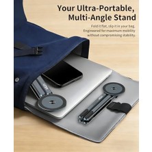 Miley Masa Için Taşınabilir Katlanabilir Dizüstü Bilgisayar Standı, Katlanabilir Ergonomik, 8 Seviyeli Yükseklik, 13-17 Inç Dizüstü Bilgisayarlar, Alüminyum Yapı, Tripod Uyumlu, Taşınabilir, Saklama