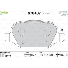 Valeo 670407 - Arka Fren Balatası Lınea Alfa 147 01 156 97-03 -Gt 03-10 0986TB3162-0986TB2797-0986495291