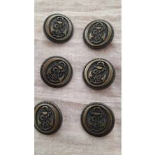 ILCARE Antık Sarı Metal Düğme 20 mm 6 Adet