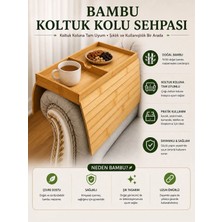 Myplas Bambu Koltuk Kolu Sehpası Katlanabilir Koltuk Yanı Tepsi Sehpa Bardak Kumanda Telefon Tutucu Doğal Bambu