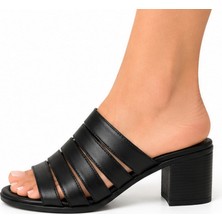 N Napa Shoe NP.1506.SİYAH.DERİ Terlik