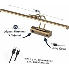 FKLIGHT 35CM / USB Sarjlı Resim / Tablo / Ayna Üstü / Banyo / Ledli Aplik Flüt 3000K Günışığı Eskitme Kasa