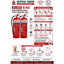 Santral Yangın 6 kg Kuru Kimyevi Tozlu 2'li Hediyeli Set