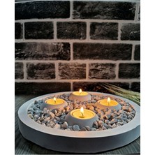 Empressco Modern Yuvarlak Beton Mumluk, Mumlar Dahil, Şık ve Dayanıklı Dekorasyon