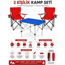 Trendinyeri 2 Sandalyeli Katlanır Kamp Seti Masa ve Sandalye Takımı