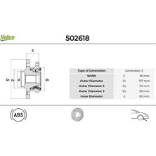 Valeo 502618 - Ön Teker Poryası Rulmanlı Vectra C 1.6 16V-1.9 Cdtı-2.0 Dtı-3.0 Cdtı-Sıgnum 1.9 Cdtı Abs Li 5 Bijon
