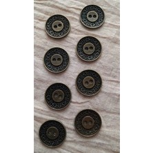 ILCARE Antık Sarı Metal Düğme 22 mm 8 Adet