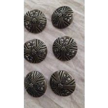 ILCARE Antık Sarı Metal Düğme 22 mm 6 Adet