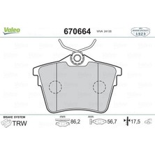 Valeo 670664 - Arka Fren Balatası Peugeot P407 1.6 Hdı 1.8-2.0 04 607 00 Cıtroen C5 08
