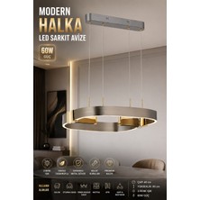 Elvora Home Modern (Premium) Platin 3 Renkli Ledli 60W Sarkıt Avize Platin Renk Salon Mutfak Oturma Odası Avizesi Modelleri