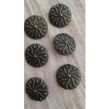 ILCARE Antık Sarı Metal Düğme 25 mm 6 Adet