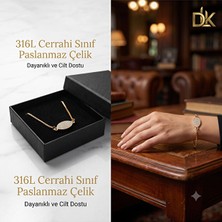 DLK Creative Lüks Seri 316L Paslanmaz Çelik Işıltılı Taşlı Oval Model Kadın Zincir Bileklik