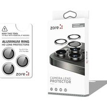 NY Home Senon Apple iPhone 17 Pro Için Zore Cl-12 Premium Safir Parmak Izi Bırakmayan Anti-Reflective Kamera Lens Koruyucu (Titanyum-Gümüş)